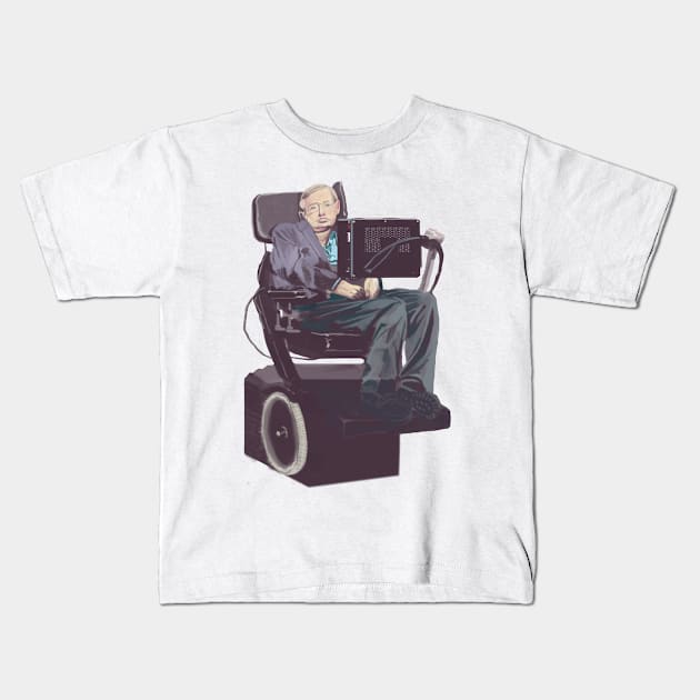 Stephen Hawking Kids T-Shirt by Pale Blue Dot